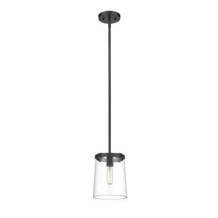 Z-Lite Callista 1 Light Mini Pendant, Matte Black & Clear 3032MP-MB
